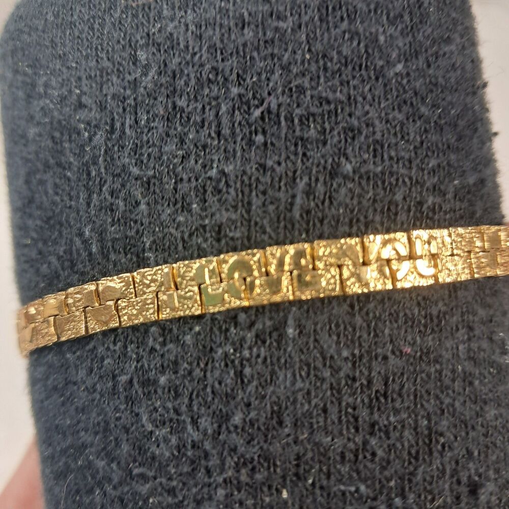 I Love You Bracelet Gold tone Hearts Nugget heart womens girls reversible Avon